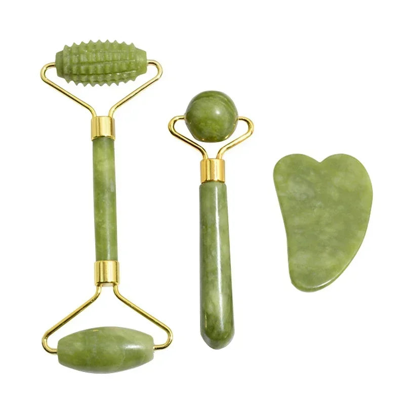 Ecobelle™︎ - Kit de Belleza Facial con Rodillo y Piedra de Jade Natural