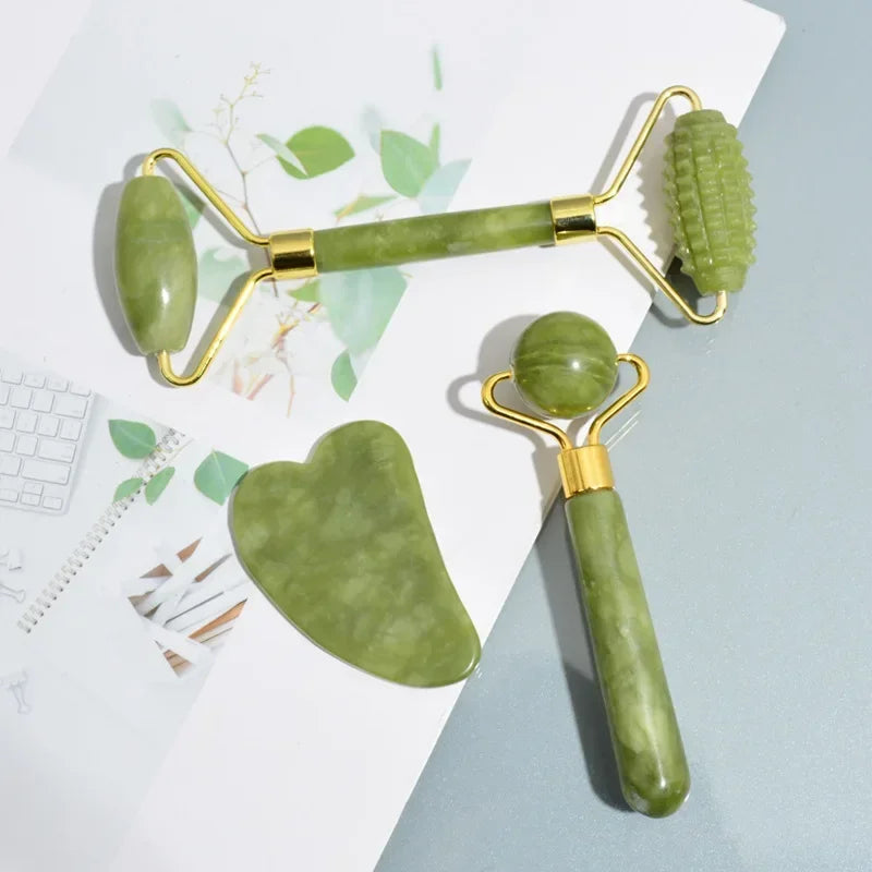 Ecobelle™︎ - Kit de Belleza Facial con Rodillo y Piedra de Jade Natural