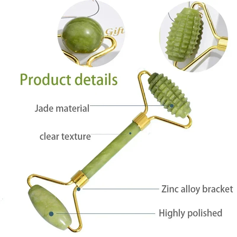 Ecobelle™︎ - Kit de Belleza Facial con Rodillo y Piedra de Jade Natural