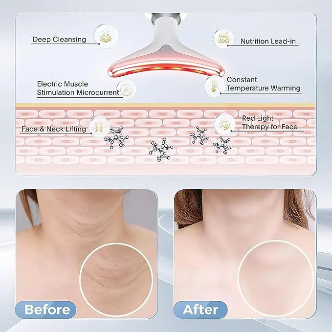 Ecobelle™︎ - Masajeador Facial con Terapia de Luz LED Antiarrugas