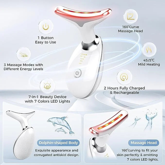 Ecobelle™︎ - Masajeador Facial con Terapia de Luz LED Antiarrugas