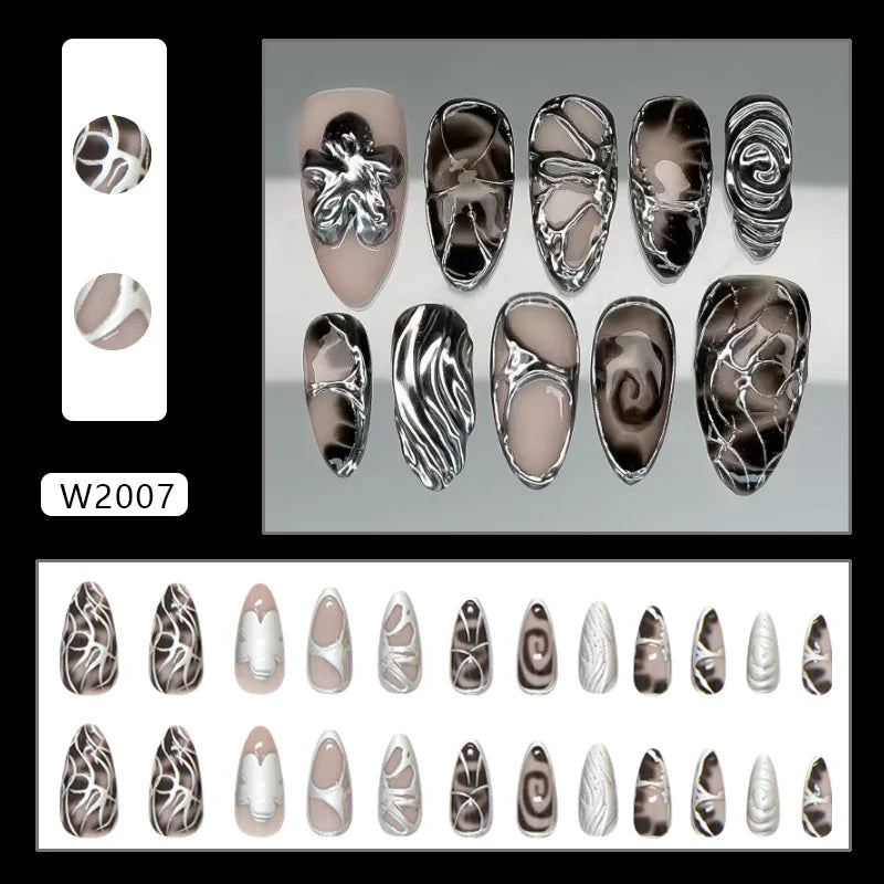 Ecobelle™︎ - Set 24 Uñas Postizas 3D para Nail Art con Diseño Ondulado