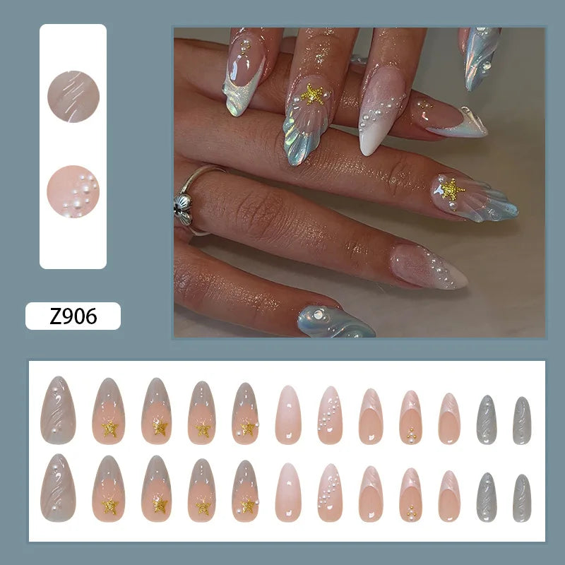 Ecobelle™︎ - Set 24 Uñas Postizas 3D para Nail Art con Diseño Ondulado