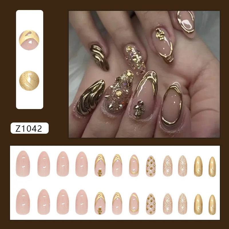 Ecobelle™︎ - Set 24 Uñas Postizas 3D para Nail Art con Diseño Ondulado