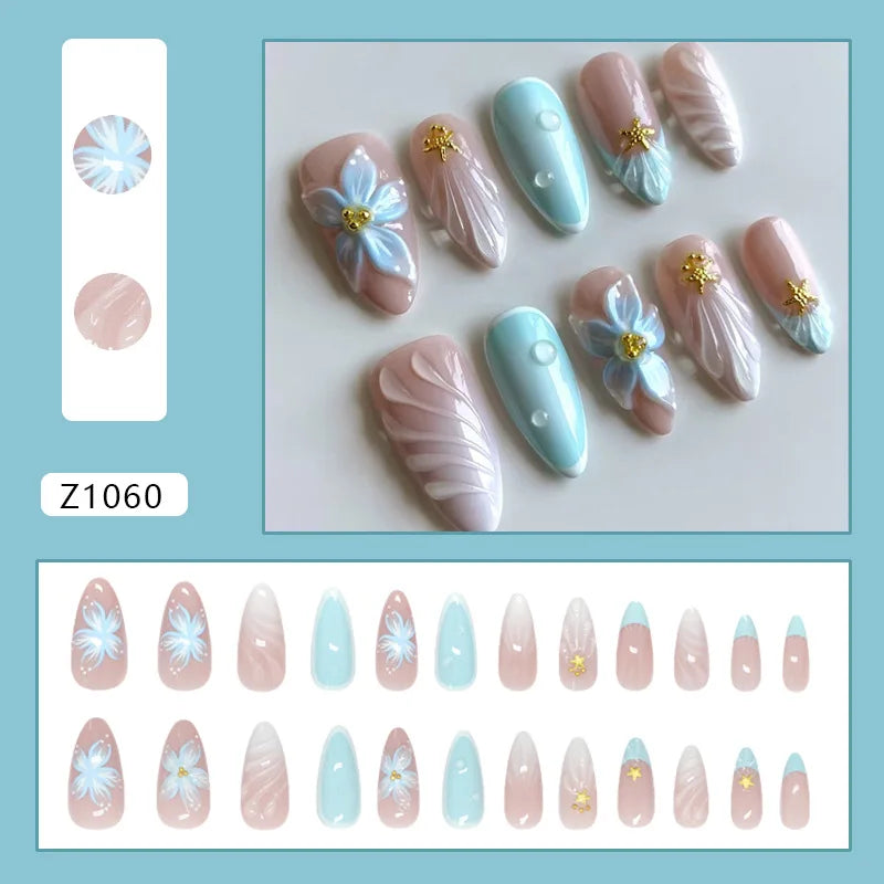 Ecobelle™︎ - Set 24 Uñas Postizas 3D para Nail Art con Diseño Ondulado