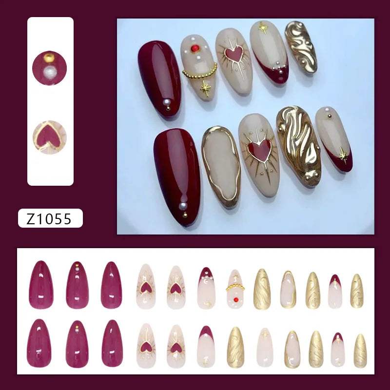 Ecobelle™︎ - Set 24 Uñas Postizas 3D para Nail Art con Diseño Ondulado