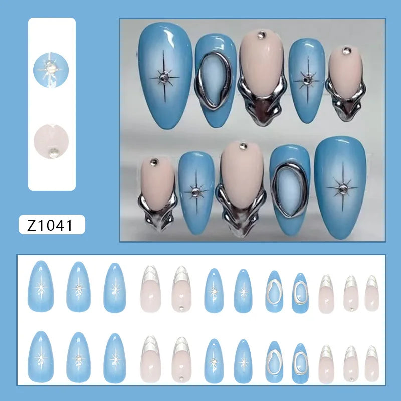 Ecobelle™︎ - Set 24 Uñas Postizas 3D para Nail Art con Diseño Ondulado