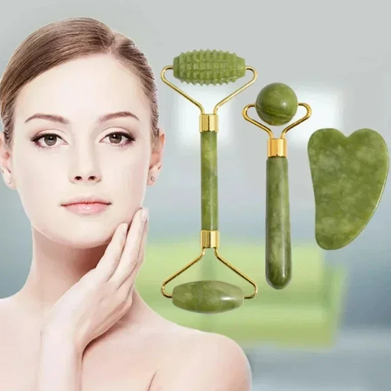 Ecobelle™︎ - Kit de Belleza Facial con Rodillo y Piedra de Jade Natural