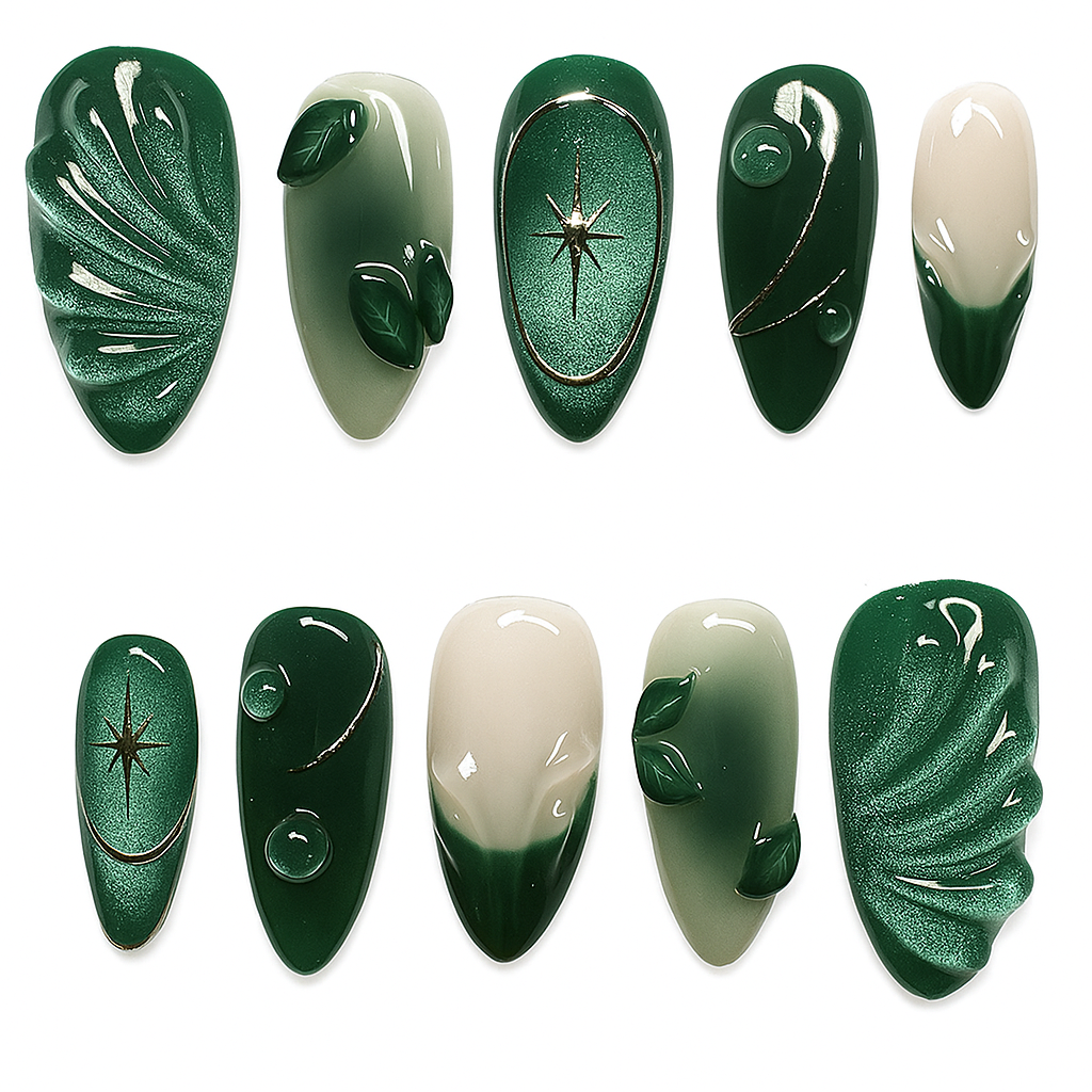 Ecobelle™︎ - Set 24 Uñas Postizas 3D para Nail Art con Diseño Ondulado