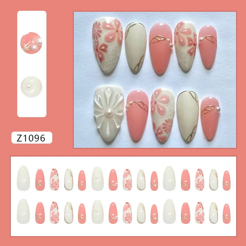 Ecobelle™︎ - Set 24 Uñas Postizas 3D para Nail Art con Diseño Ondulado