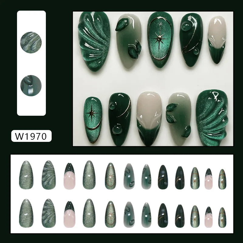 Ecobelle™︎ - Set 24 Uñas Postizas 3D para Nail Art con Diseño Ondulado