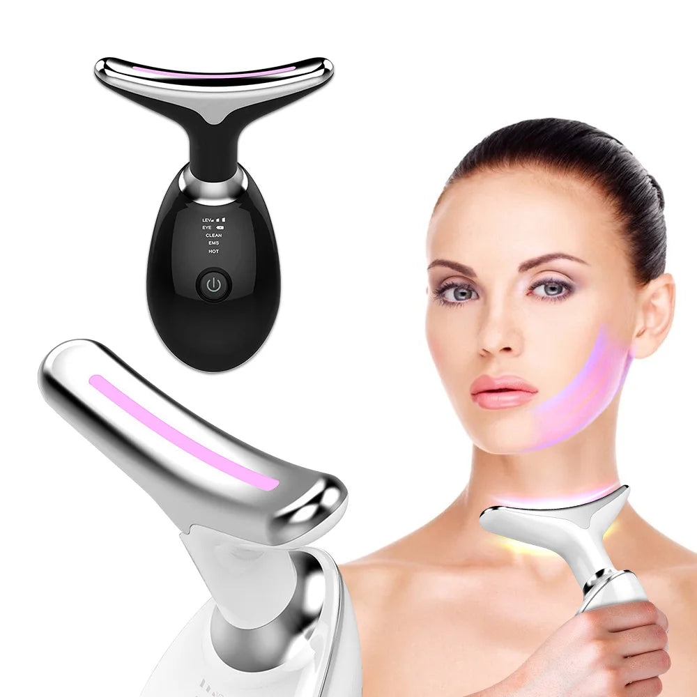 Ecobelle™︎ - Masajeador Facial con Terapia de Luz LED Antiarrugas