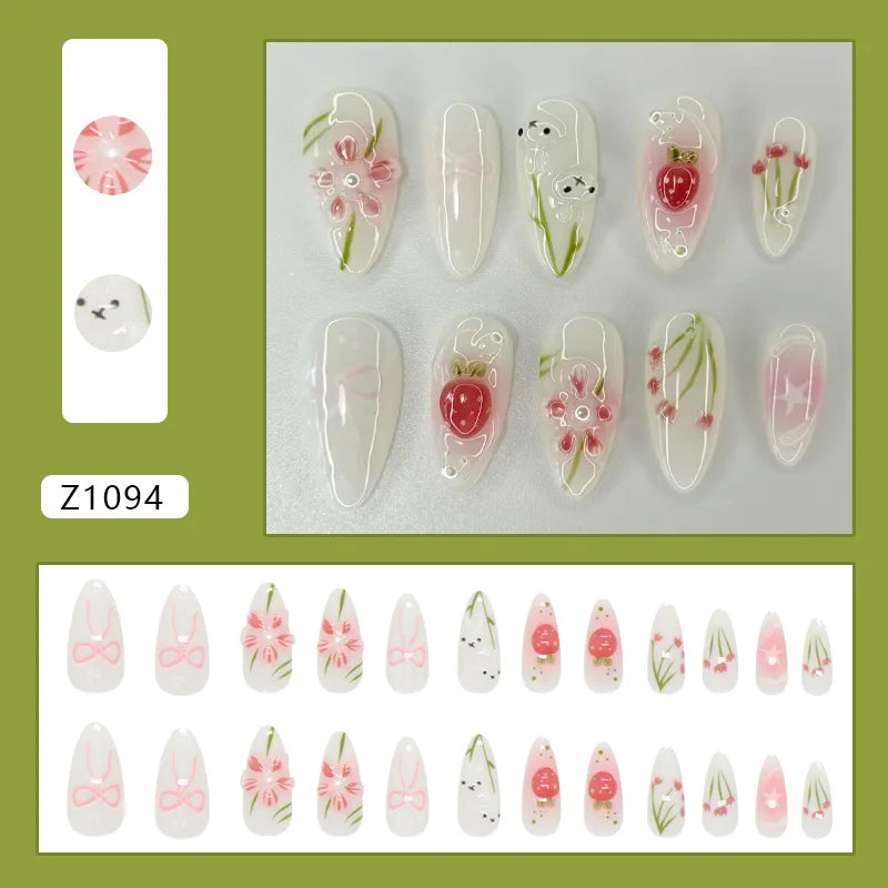 Ecobelle™︎ - Set 24 Uñas Postizas 3D para Nail Art con Diseño Ondulado