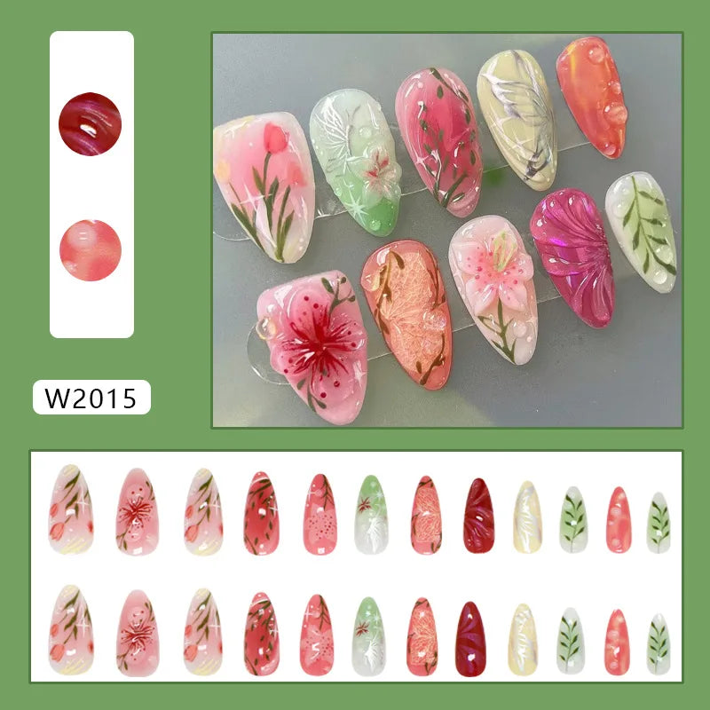 Ecobelle™︎ - Set 24 Uñas Postizas 3D para Nail Art con Diseño Ondulado